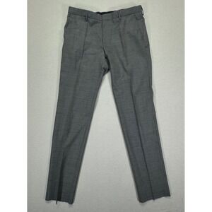Hugo Boss Genius5 Slim Fit Grey Micro Check Virgin Wool Dress Pants Mens 36R NWT